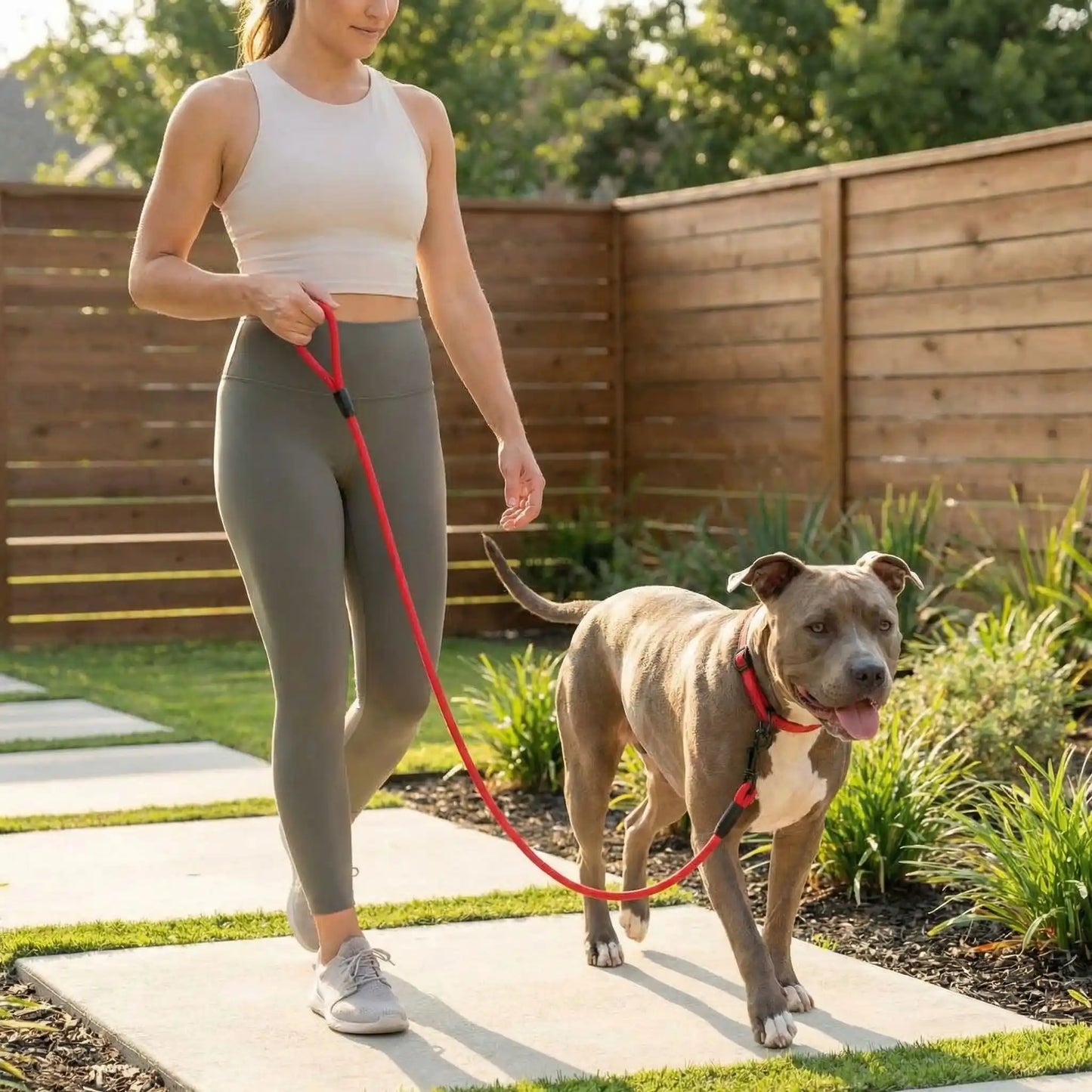 laisse-pour-chien-couleur-rouge-sortie-femme-marche