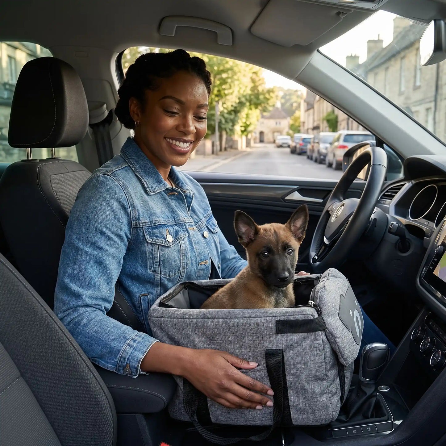 sac de transport pour chien couleur gris automobile chiot
