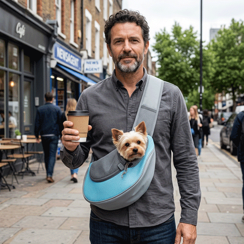 sac de transport pour chien bleu