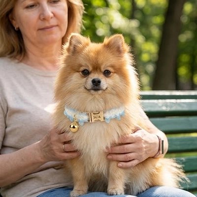 collier chien couleur bleue pour petit chien femme
