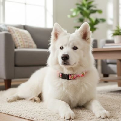 collier chien gros tapis maison couleur rose