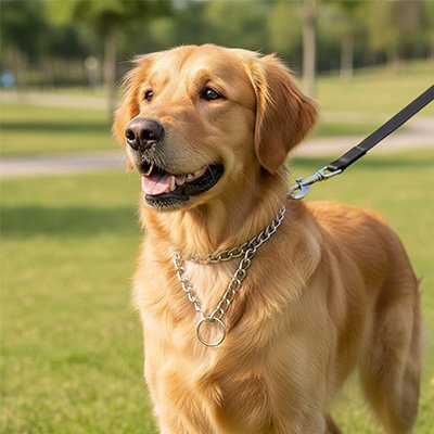 collier-chien-promenade-exterieur-chaine-métal-reglable-entrainement-marche