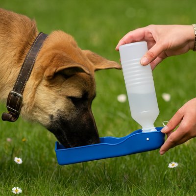 gourde pour chien bleue parc