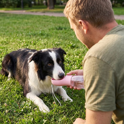 gourde pour chien rose homme parc sortie sentier