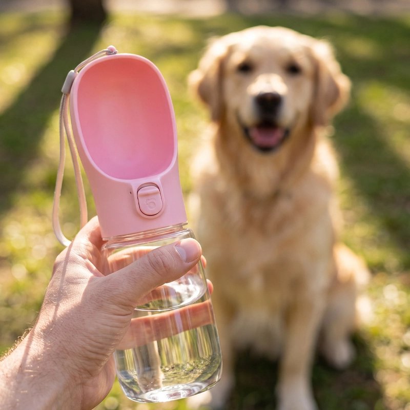 gourde pour chien rose printemps labrador promenade