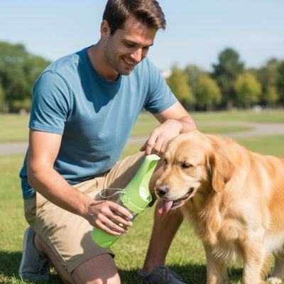 gourde vert pour chien parc homme