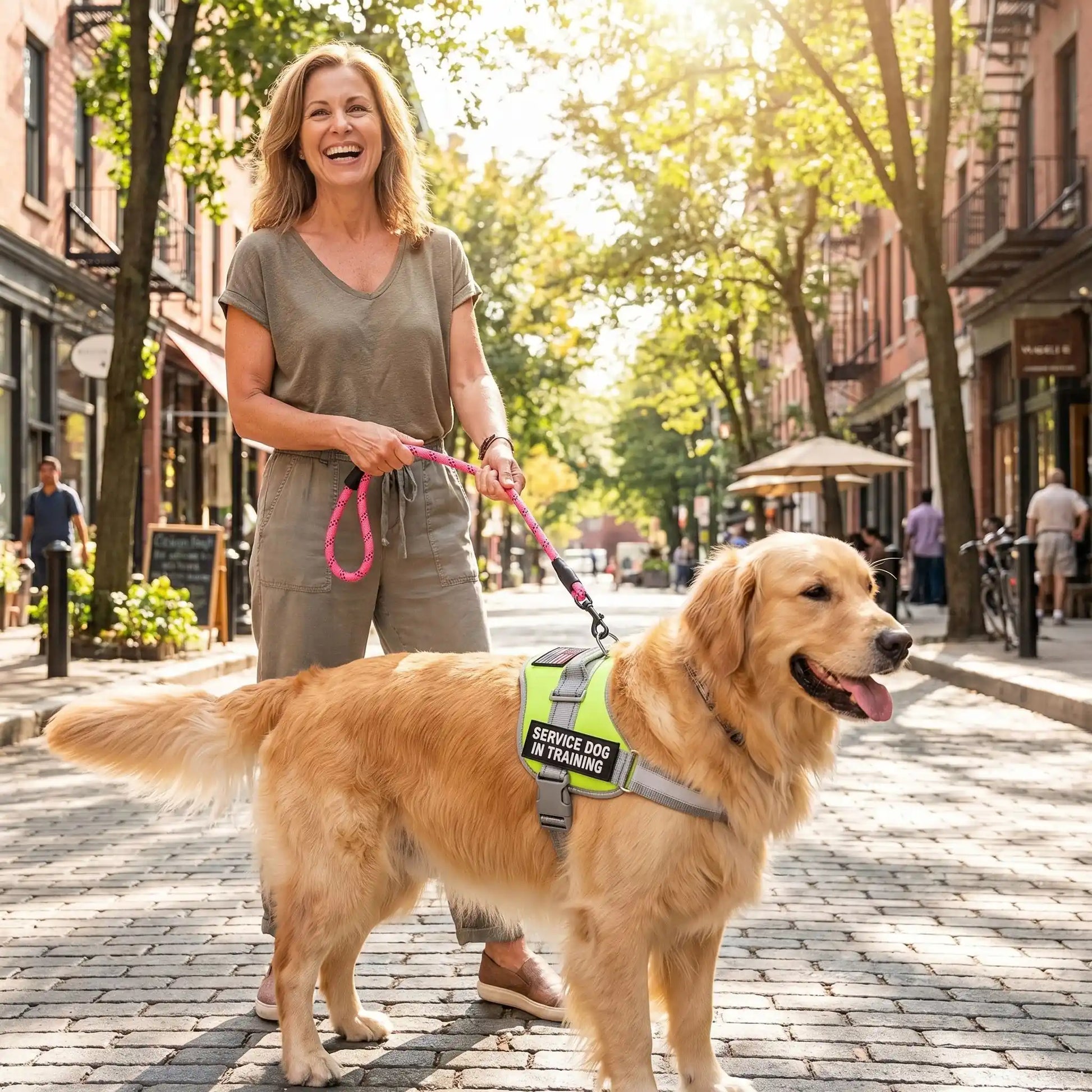 harnais chien couleur vert sortie promenade cartier femme age
