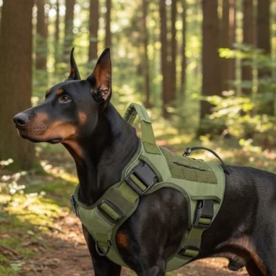 harnais chien grand vert foret sortie
