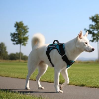 harnais chien vert sortie exterieure parc toute saisons 