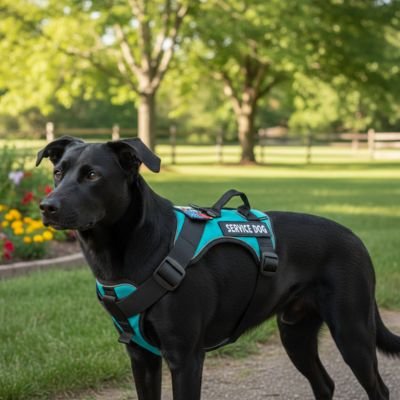 harnais chien vert sortie exterieure parc toute saisons