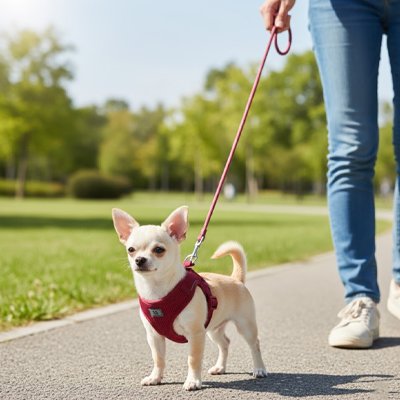harnais chiot couleur rouge pour promenade exterieur
