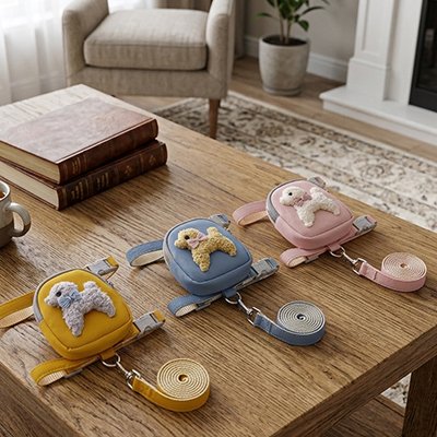 harnais pour chien couleur rose bleue-jaune avec sangle