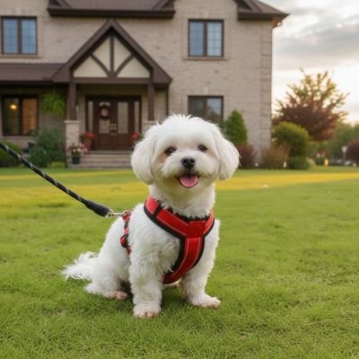 harnais pour petit chien couleur rouge sortie exterieur  