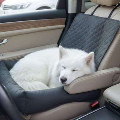 housse voiture chien couleur gris dans voiture-taille moyenne 