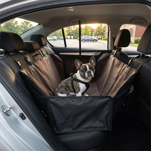 housse voiture chien couleur marron beige rose voiture vus