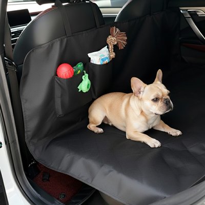 housse voiture chien couleur noir avec poches rangement jouets