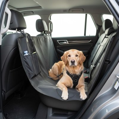 housse voiture chien couleur noir coucher avec harnais securite