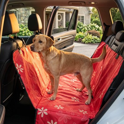 housse voiture chien couleur rouge orangé chiot securite