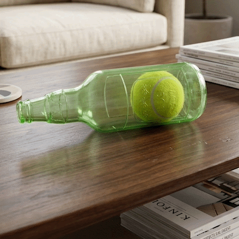 jouet chien bouteille couleur vert jeux interieur avec homme