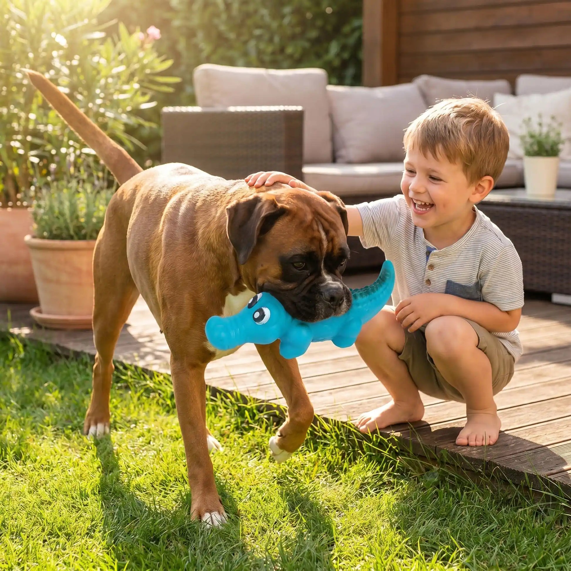 jouet chien couleur bleue petit enfant race grande taille 