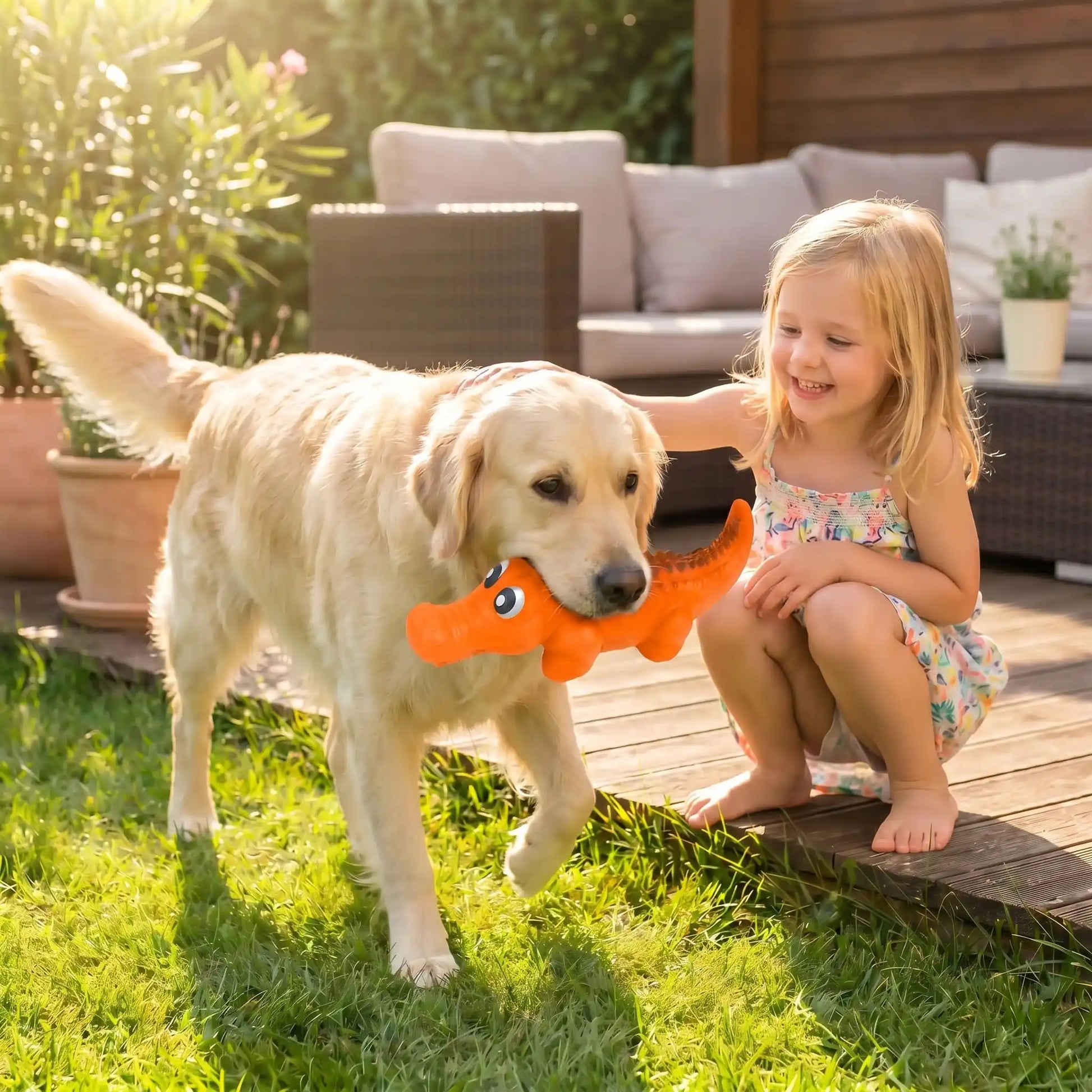 jouet chien couleur orange petit enfant race grande taille