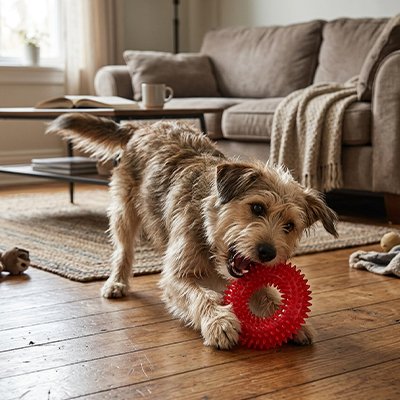 jouet chien couleur rouge divertissement interieure exterieure