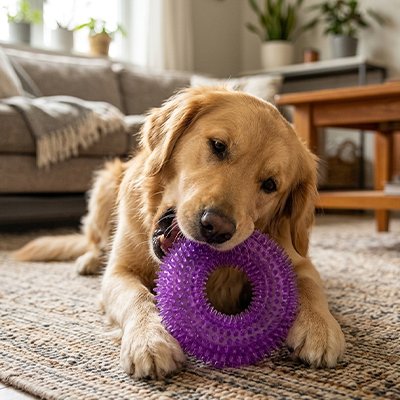 jouet chien couleur violet petite race amusement interieure exterieure