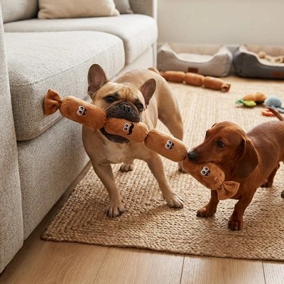 jouet pour chien​ brun forme soussice traction deux chiens