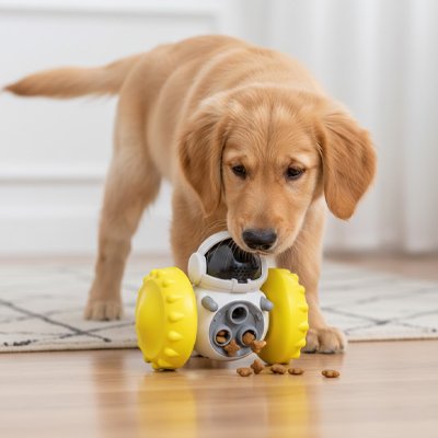 jouet pour chien​ distributeur jaune interieur