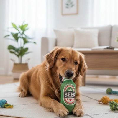 jouet pour chien grand bouteille couleur vert interieur maison