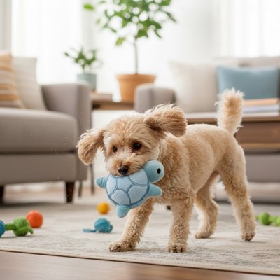 jouet pour chien petite tortue couleur bleue interrieur