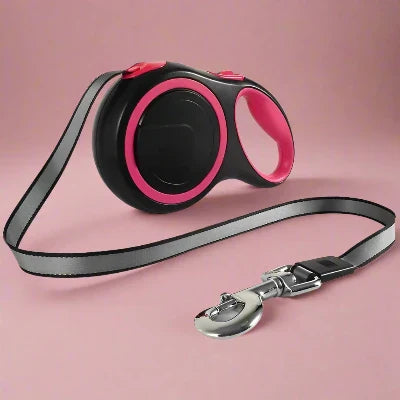 laisse de chien retractable rose