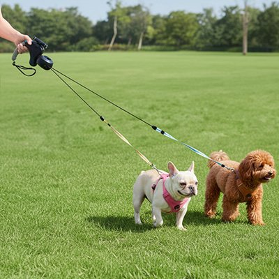 laisse double pour chien promenade deux chien parc