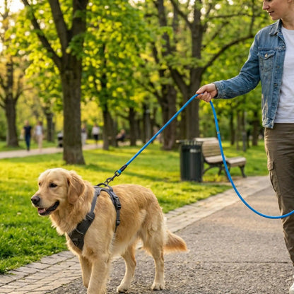 laisse pour chien couleur noir sortie homme parc