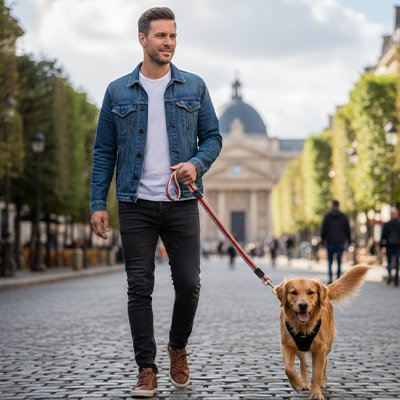 laisse pour chien couleur rouge promenade homme