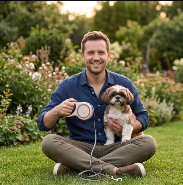 laisse pour chien retractable café homme exterieur