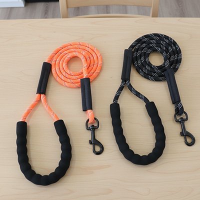 longe pour chien noir orange laisse