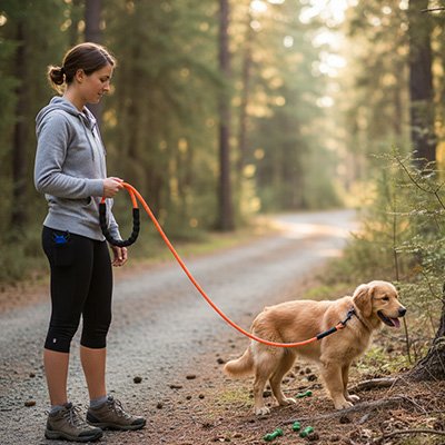 longe pour chien parc marche orange sentier laisse promenade dressage