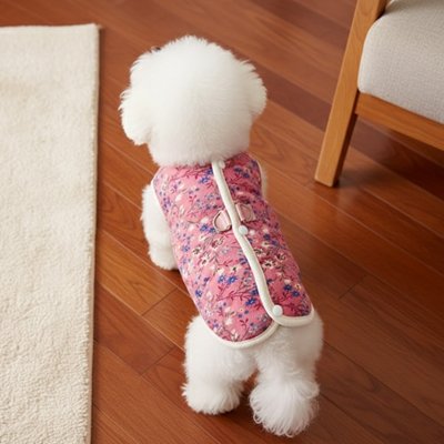 manteau chien petit rose blanc fleur sortie hiver printemps automne 