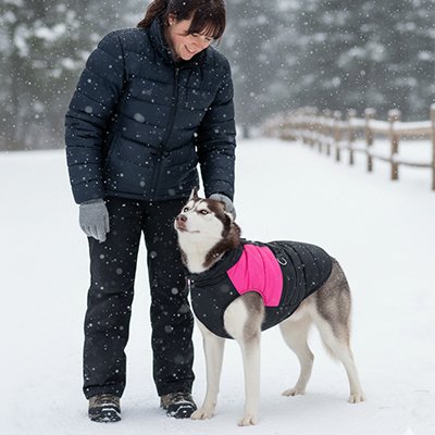 manteau chien promenade hiver printemps exterieur marche impermeable vetements noir rose