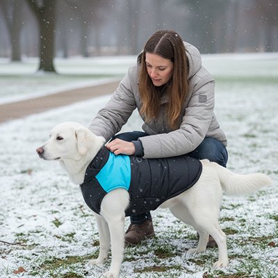 manteau chien promenade hiver printemps exterieur marche impermeable vetements noir bleue