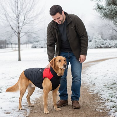 manteau chien promenade hiver printemps exterieur marche impermeable vetements noir rouge