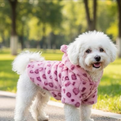manteau chien rose doux capuche hiver vetement chaud automne