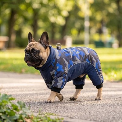 manteau pour chien bleu noir gris sortie marche parc