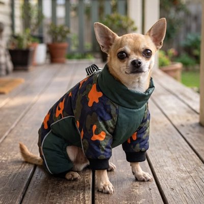 manteau pour chien couleur orange vert noir chiwawa printemps