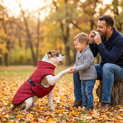 manteau pour chien exterieur automne couleur rouge garcon papa