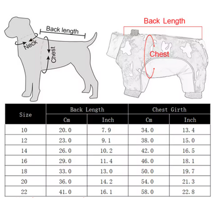 manteau pour chien guide des tailles