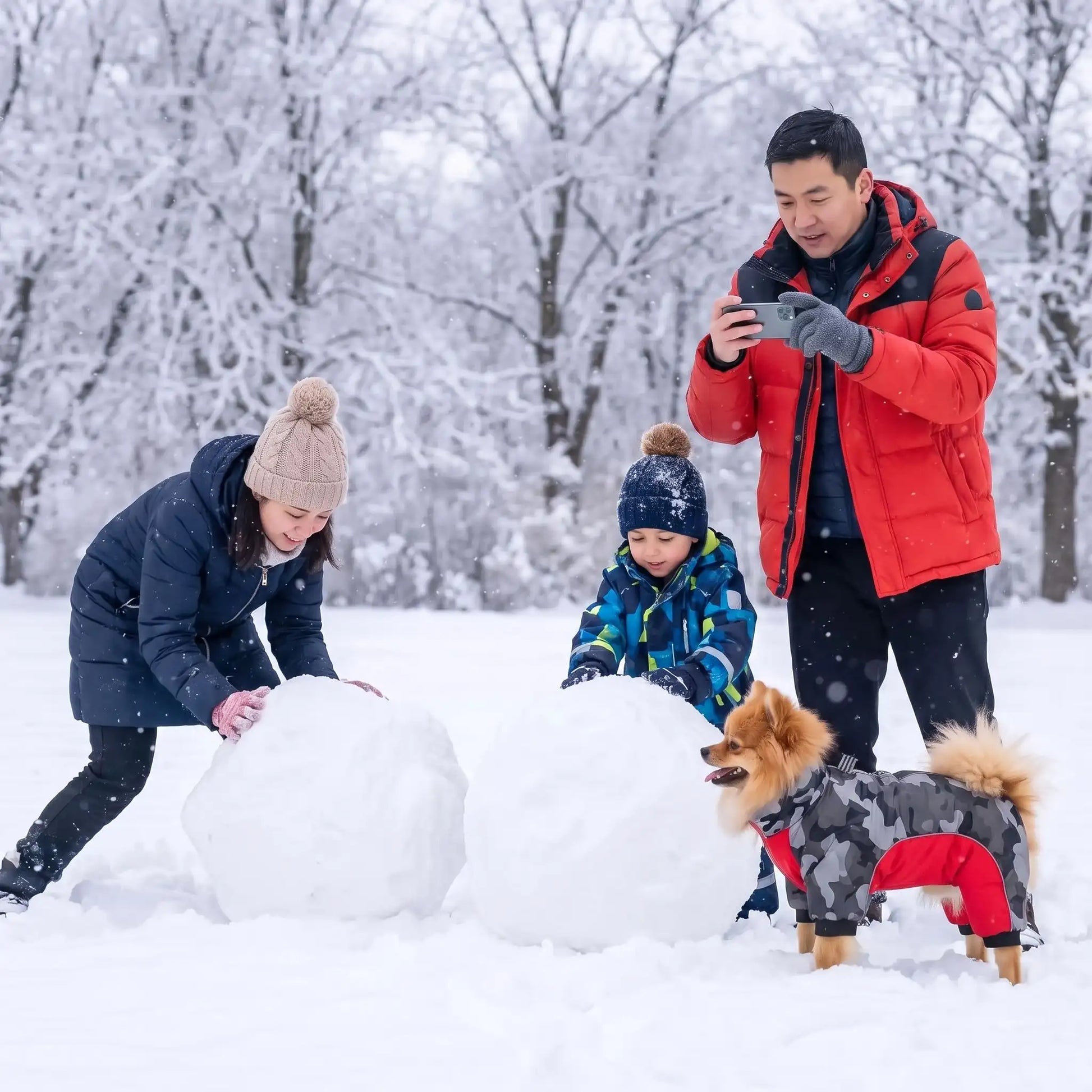 manteau pour chien neige rouge vert noir famille hivers