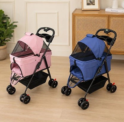 poussette pour chien bleue rose 