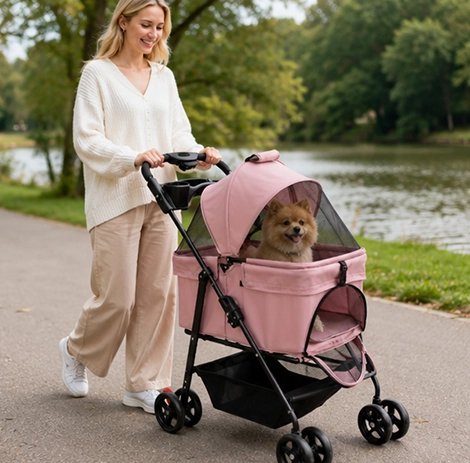 poussette pour chien couleur rose promenade femme